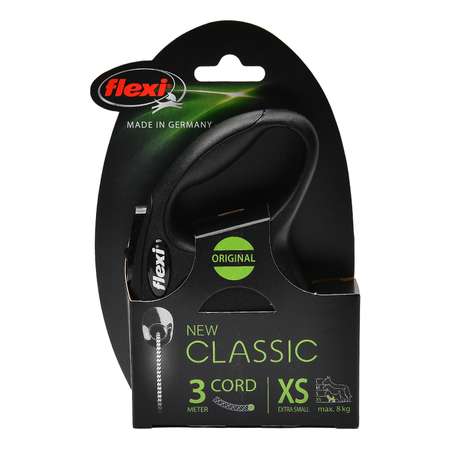 Рулетка Flexi New Classic XS трос 3 м до 8 кг Черная