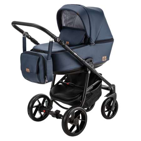 Коляска 3в1 BeBe-mobile Gusto Deluxe GU112 Темно-синяя кожа-Темно-синяя перфорированная кожа