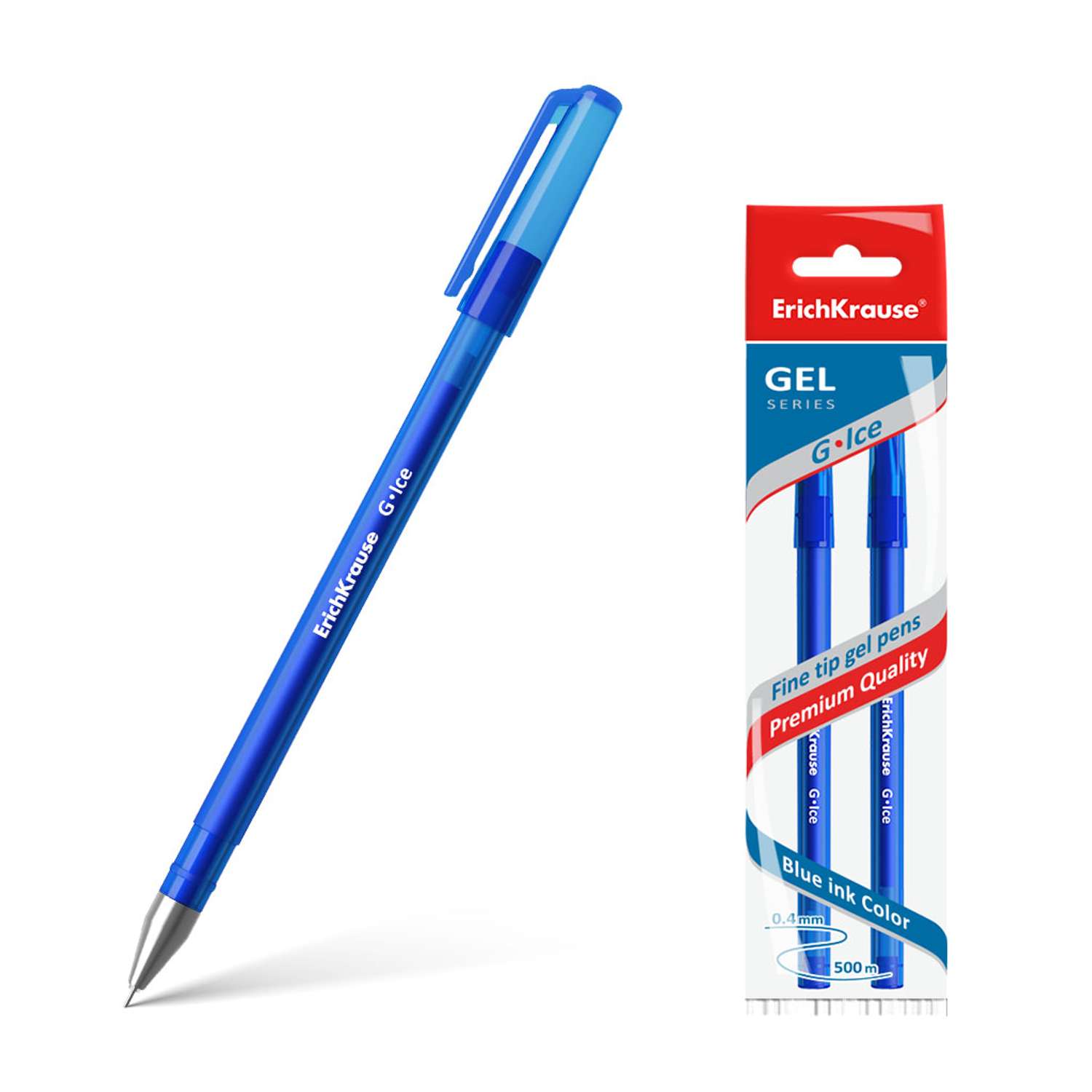 Ручка гелевая ErichKrause G Ice синий 2 шт - фото 1