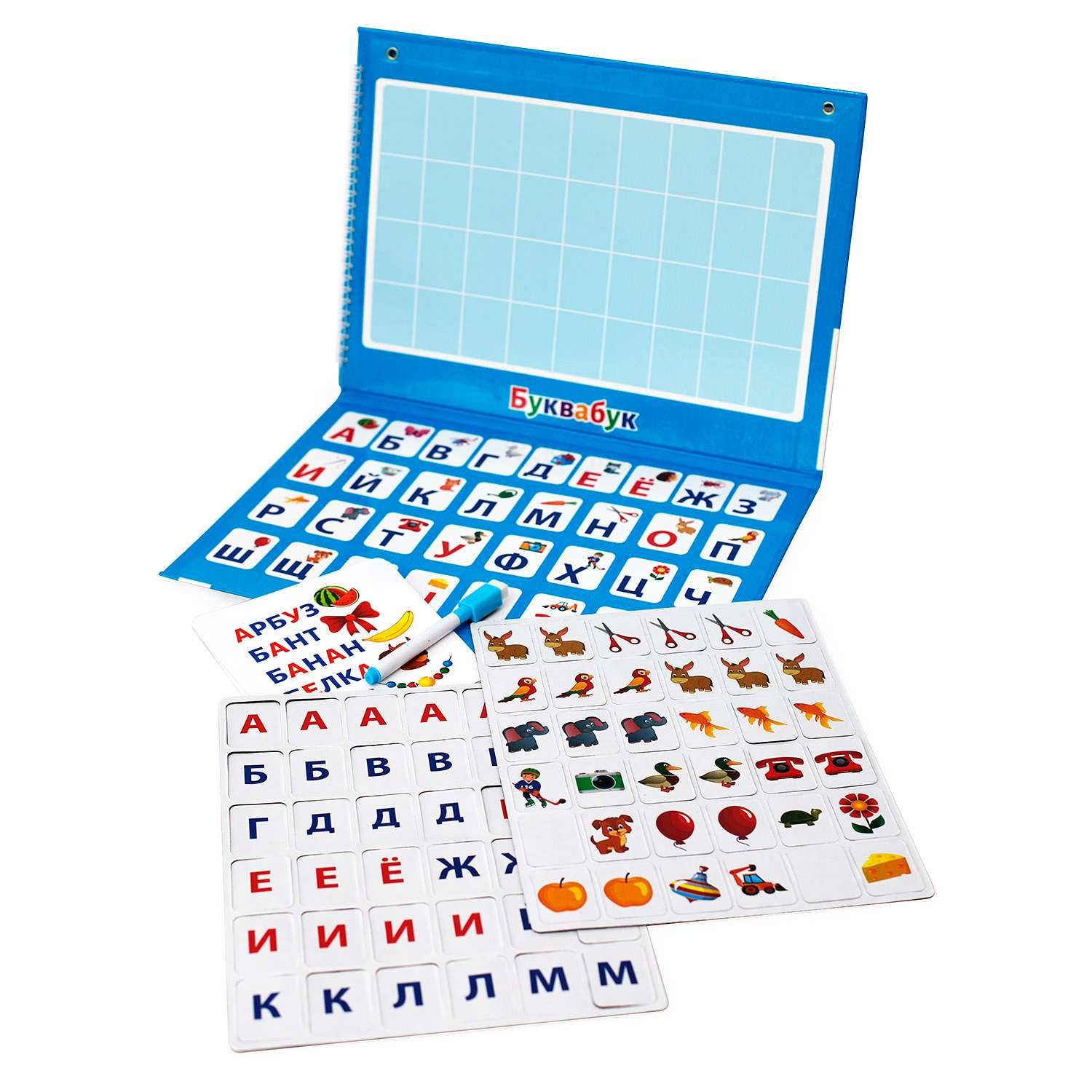 Большая магнитная игра-книга Бигр БукваБук настольная с магнитами для развития и обучения чтению азбуки УД31 - фото 2