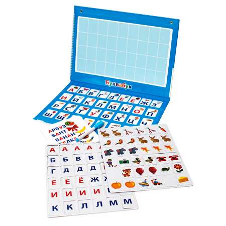 Большая магнитная игра-книга Бигр БукваБук настольная с магнитами для развития и обучения чтению азбуки УД31