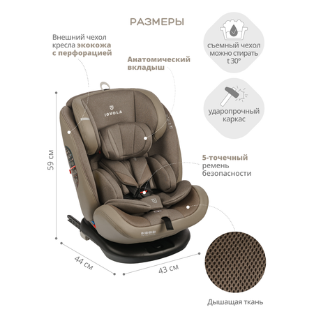 Автокресло JOVOLA MOON ISOFIX группа 0+1+2+3 (0-36 кг) бежевый