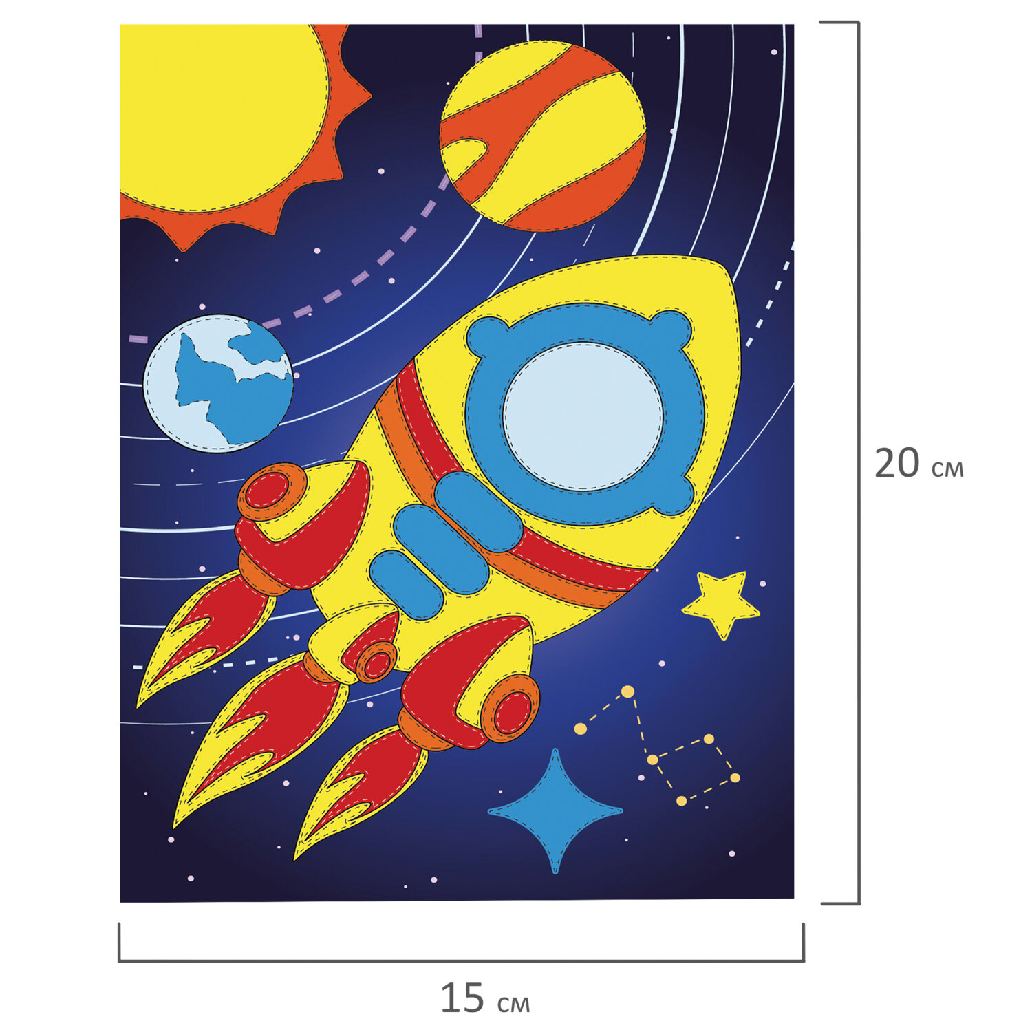 Набор для творчества Юнландия для изготовления аппликаций из фольги Ракета самоклеящаяся 20х15 см - фото 5