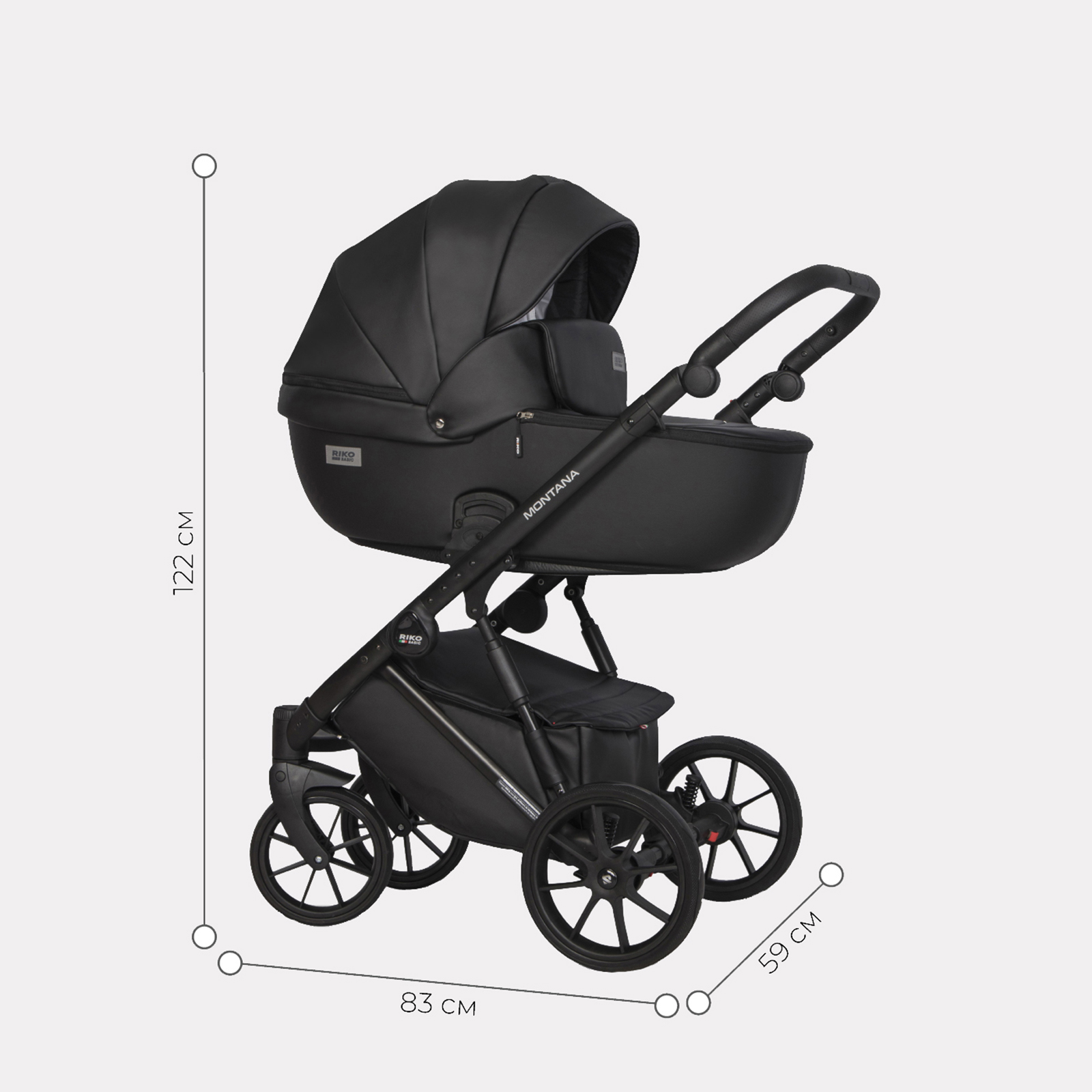 Коляска 3в1 Riko Basic Montana Ecco 12 Black Черный купить по цене 59989 ₽  в интернет-магазине Детский мир