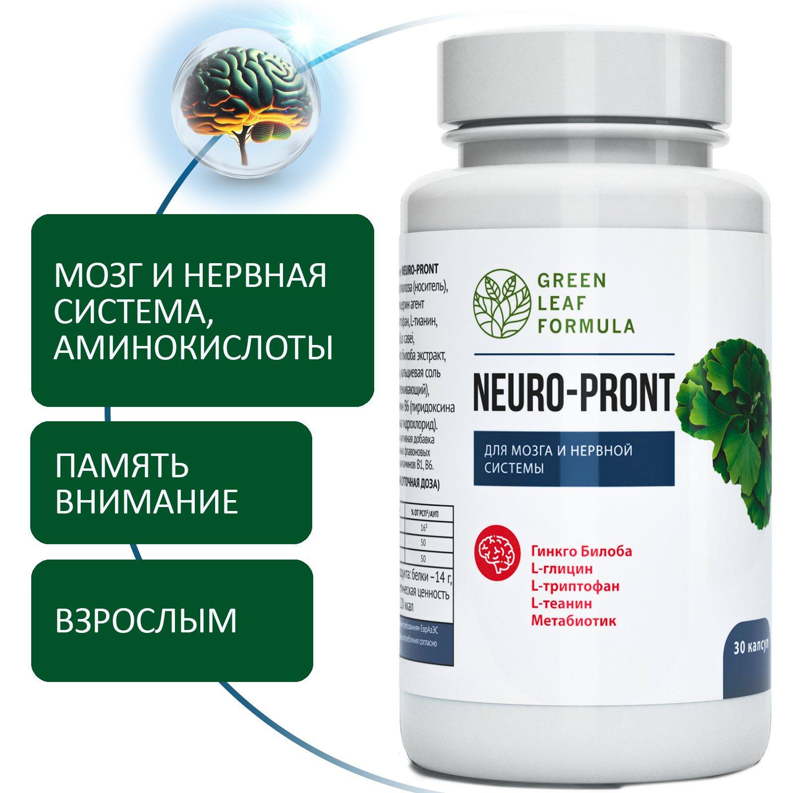 Набор Green Leaf Formula Витамины для мозга и нервной системы и Мультивитамины для взрослых для иммунитета 60 шт. - фото 2