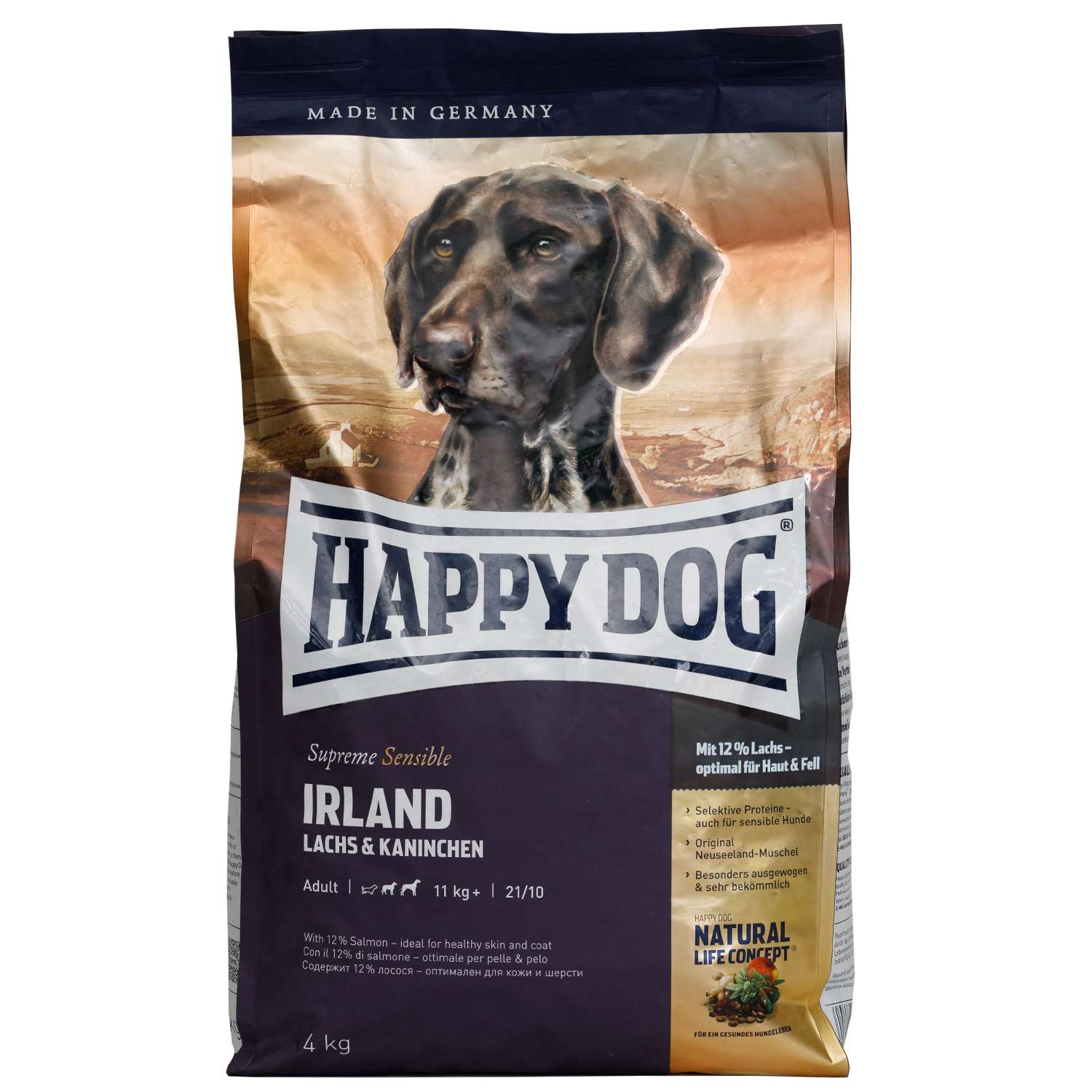 Корм для собак Happy Dog Supreme Sensible Ирландия лосось-кролик 4кг - фото 1