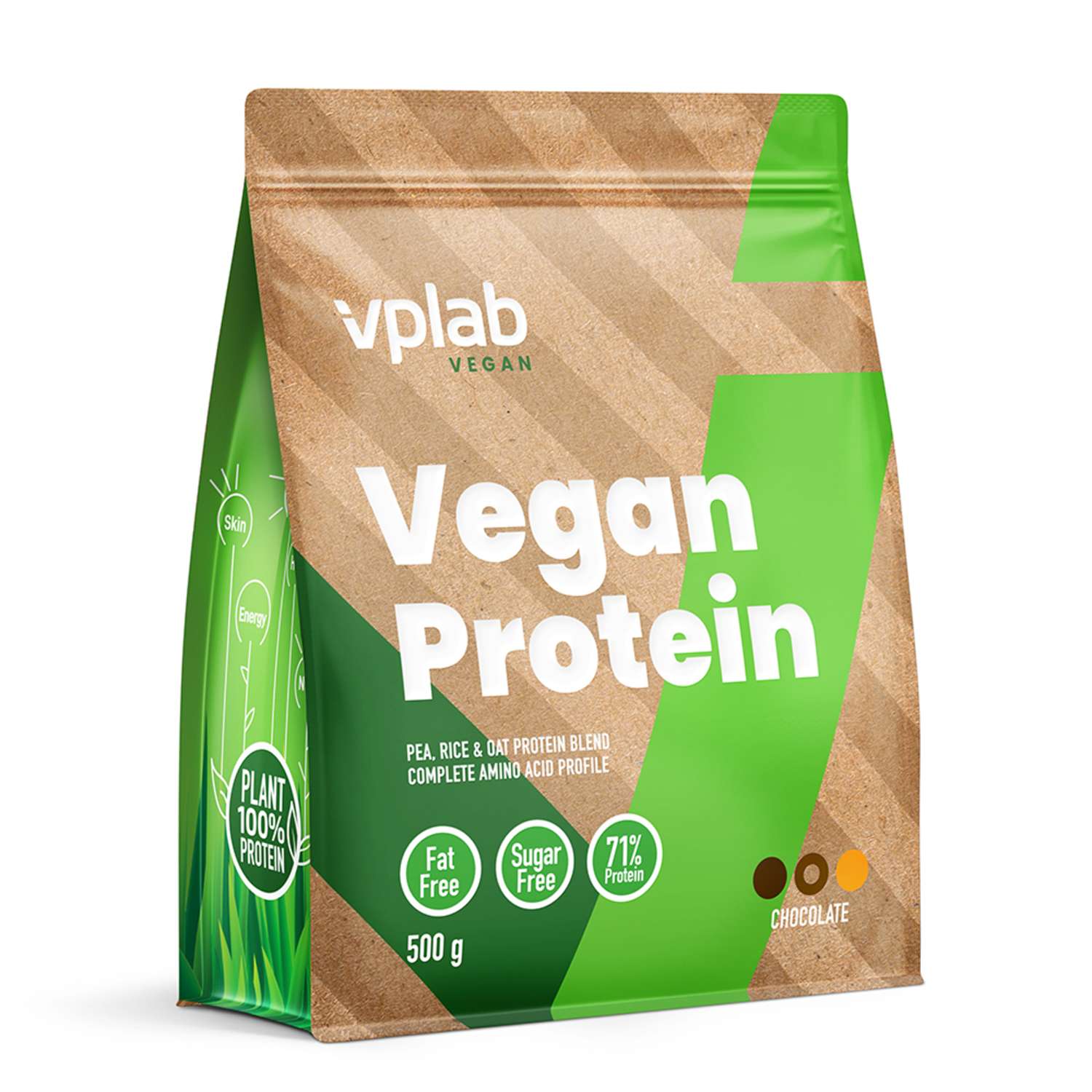 Биологически активная добавка VPLAB Vegan протеин шоколад 500г - фото 1