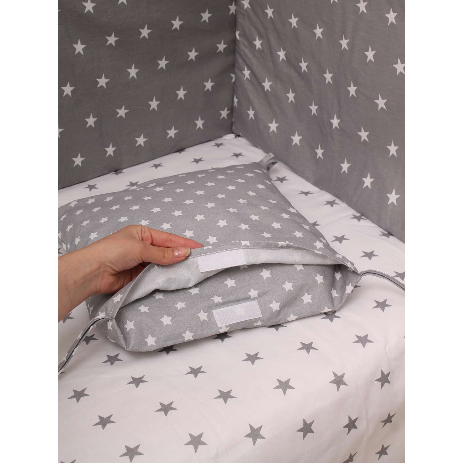 Бортики в кроватку Body Pillow с хлопковыми съемными чехлами из 12 подушечек - фото 2