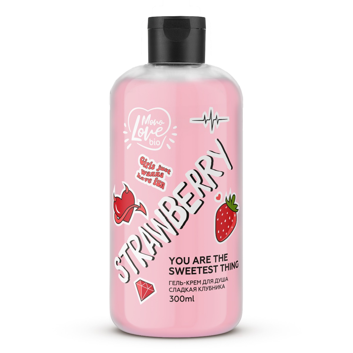 Гель-крем для душа MonoLove bio STRAWBERRY с ароматом клубники 300 мл - фото 1