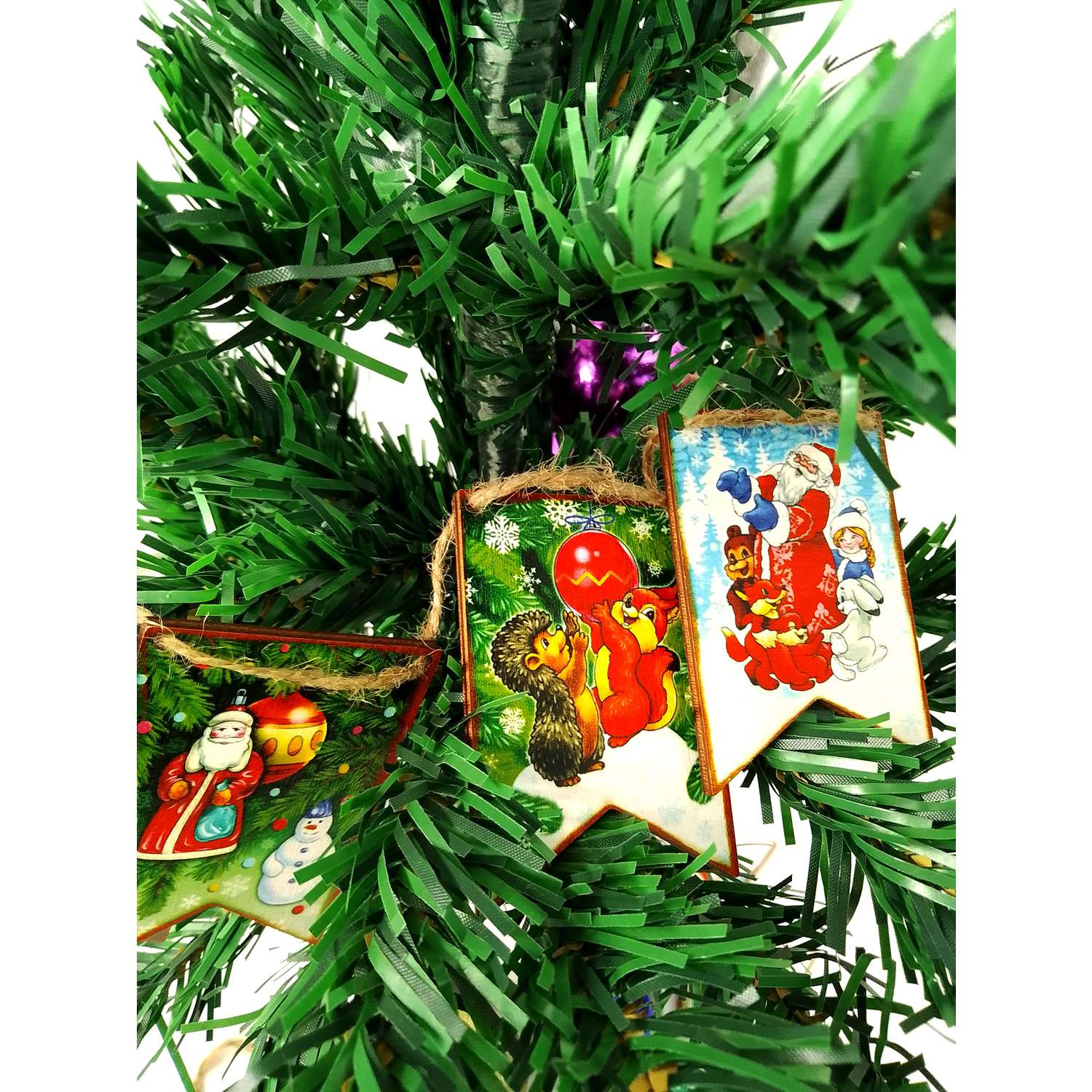 Набор деревянный Нескучные игры Новогодние флажки из дерева 12 деталей Maxi - фото 8