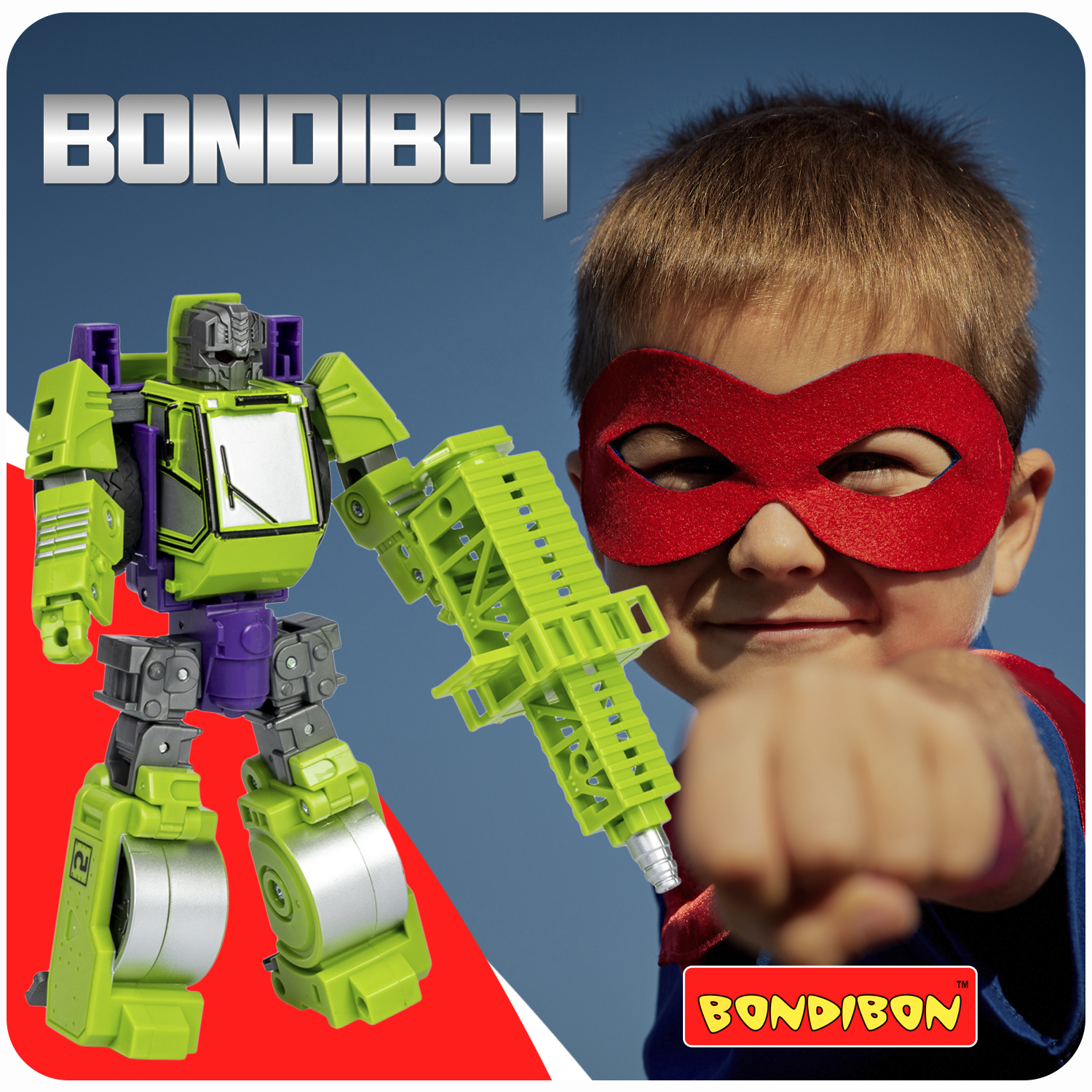 Трансформер BONDIBON BONDIBOT 2в1 робот- дорожный каток зелёного цвета - фото 11