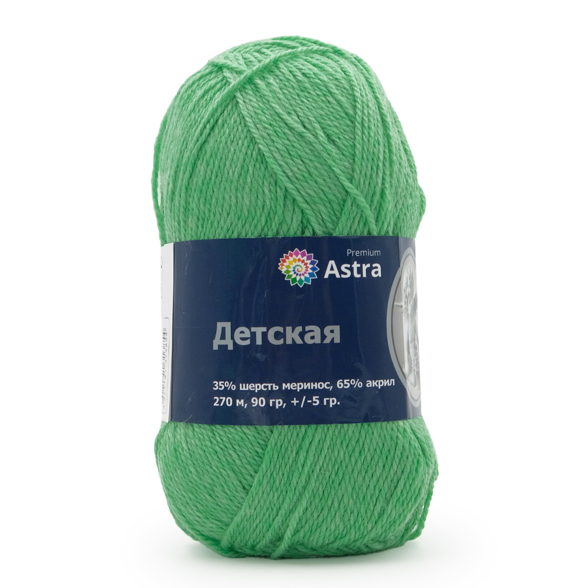 Пряжа для вязания Astra Premium детская из акрила и шерсти для детских вещей 90 гр 270 м 025 мята 3 мотка - фото 1