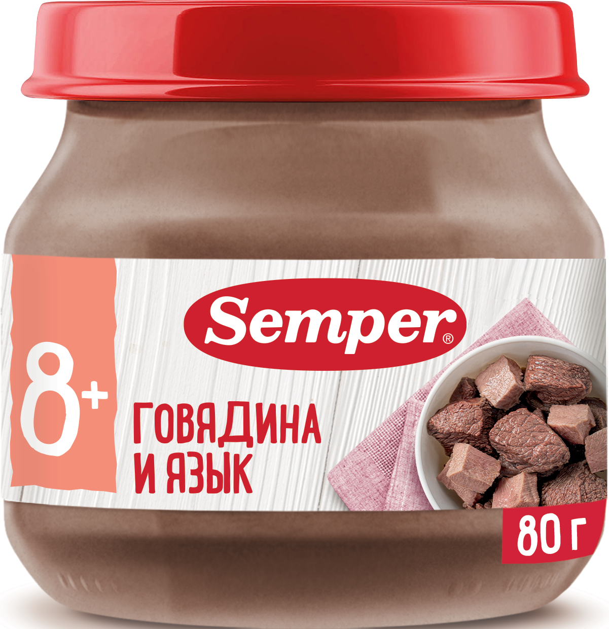 Пюре Semper говядина-язык 80г с 8месяцев - фото 1