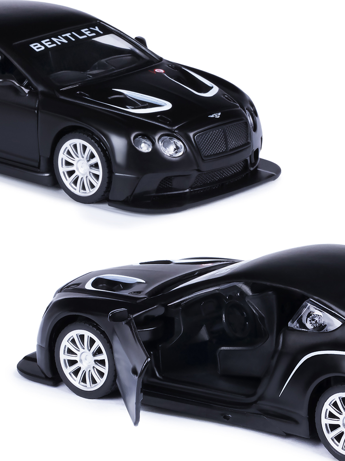 Машинка металлическая АВТОпанорама игрушка детская 1:43 Bentley Continental GT3 черный инерционная JB1251556 - фото 7