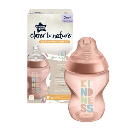 Бутылочка Tommee tippee для кормления Closer to nature 260 мл. розовый 0+