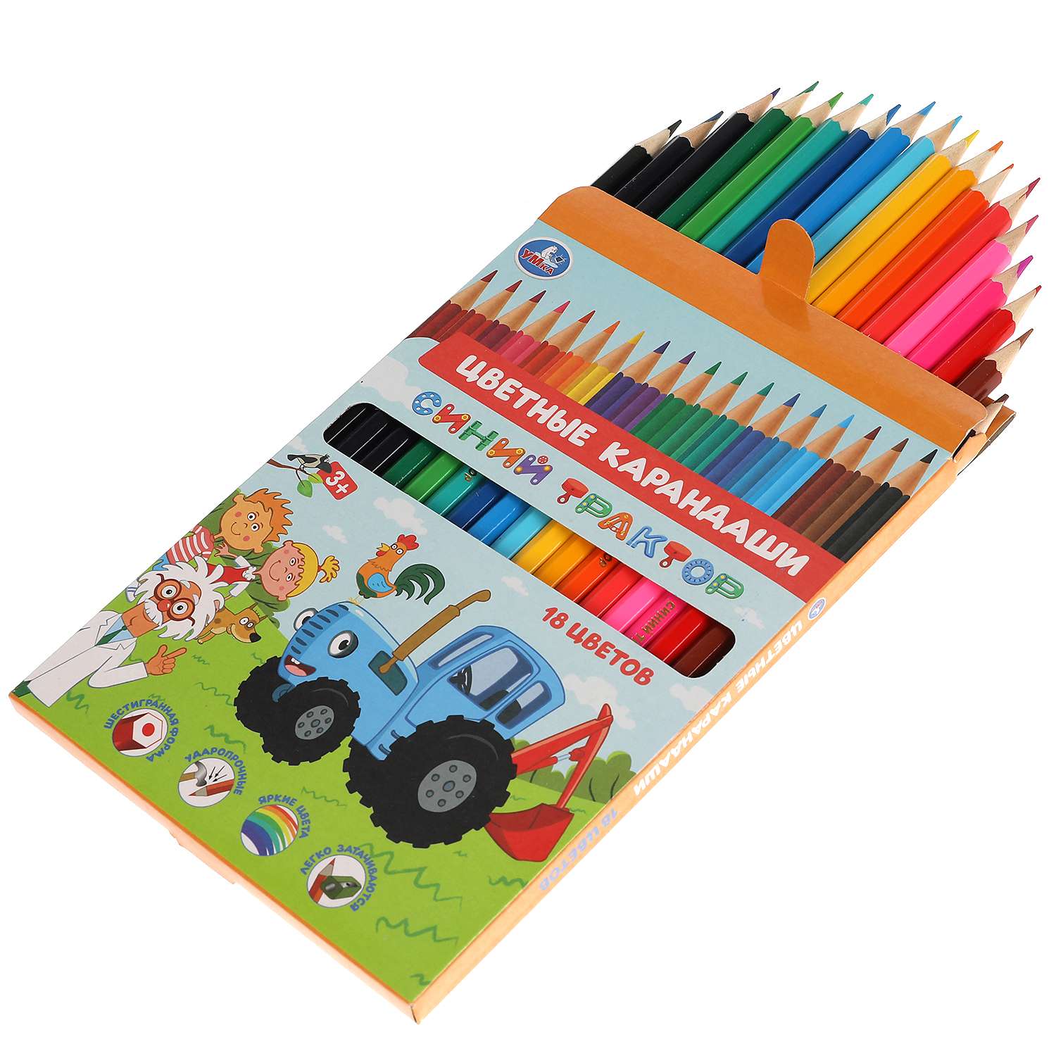 Цветные карандаши Умка Синий трактор 18 цветов шестигранные 308501 - фото 2