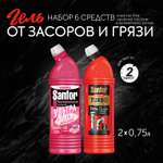 Средство против засоров Sanfor гель для труб Turbo 750 г и универсальное средство для уборки 750 г