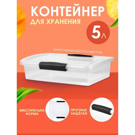 Контейнер Keeplex для хранения пластиковый с крышкой прозрачный 5 л