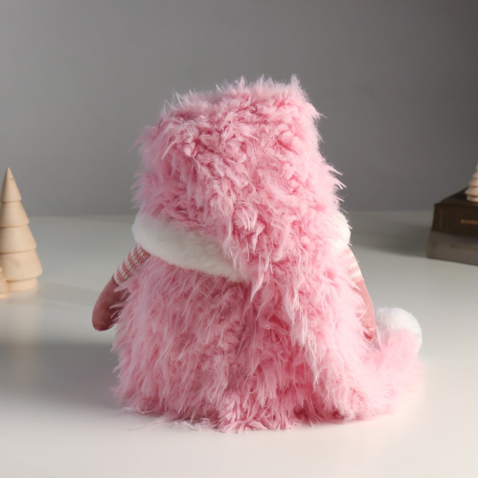 Кукла интерьерная Зимнее волшебство «Дед Мороз в розовой шубке и длинном колпаке» 20х20х25 см - фото 4