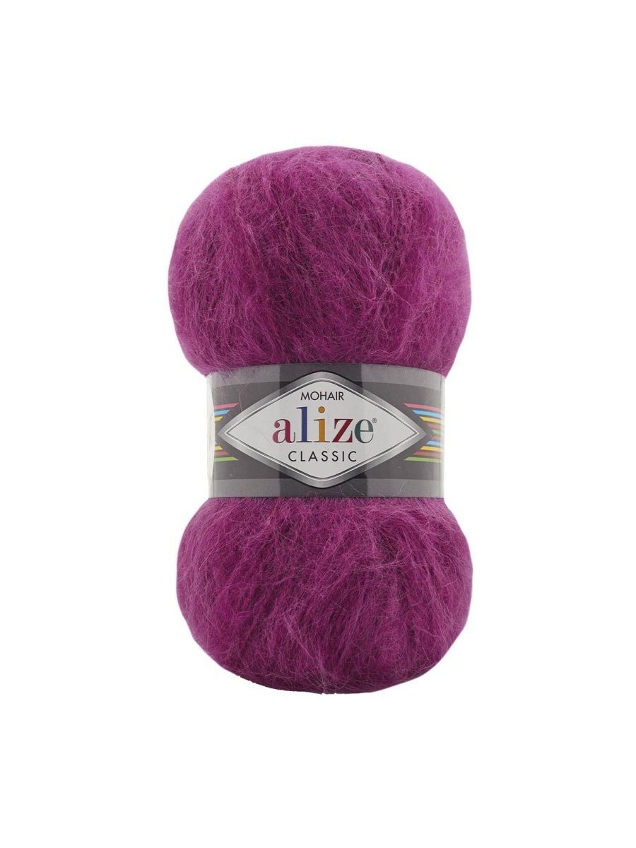 Пряжа Alize полушерстяная Mohair classic new 100 гр 200 м 5 мотков 209 фуксия - фото 6