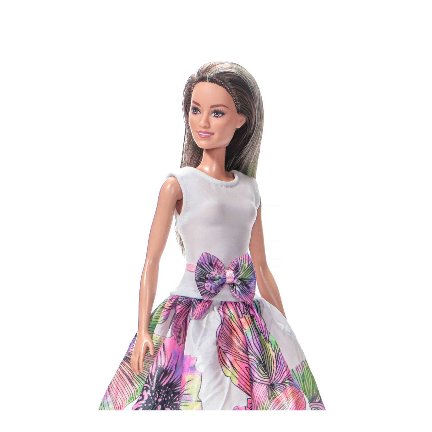 Одежда для кукол VIANA типа Барби Платье и аксессуар цвет белый/розовый 128.19.14 - фото 5