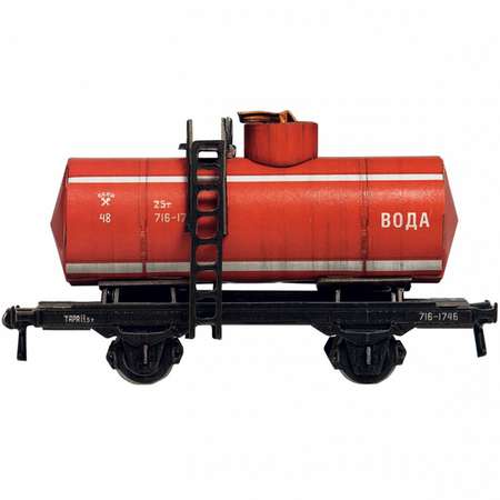 Сборная модель Умная бумага Железная дорога 1/87 Двухосная цистерна 25 м3 красная 386-3
