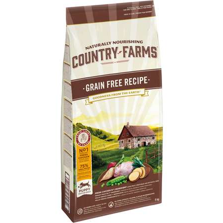 Корм для щенков Country Farms Grain Free с курицей 11кг