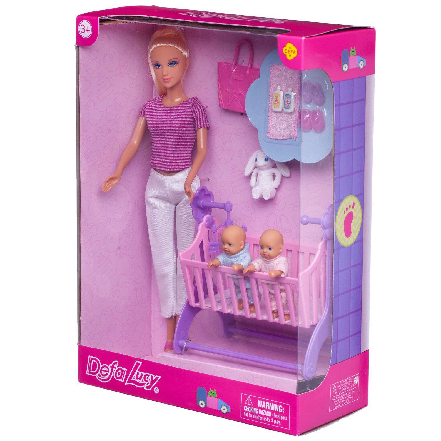 Игровой набор ABTOYS Куклы Мама с малышами и игровыми предметами 8359d/полосатая - фото 2