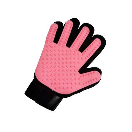 Перчатка для груминга Stefan массажная для вычесывания шерсти животных розовая 23х17см