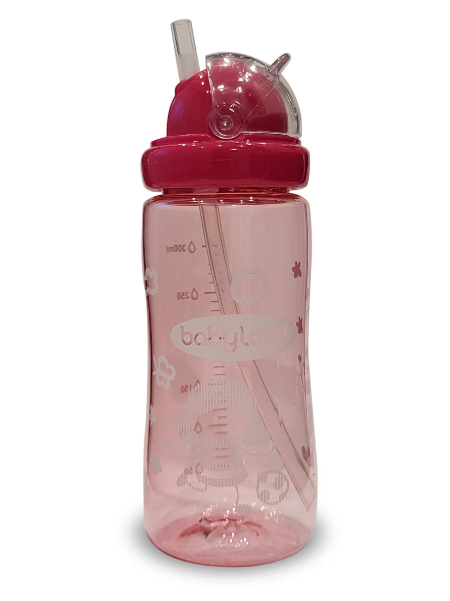 Бутылочка-поильник Baby Land с запасной трубочкой 300мл розовый - фото 2