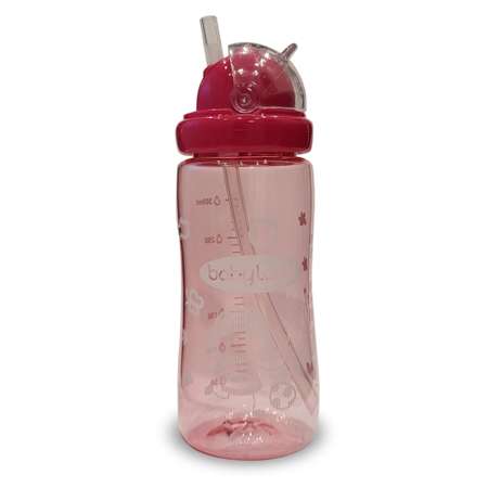 Бутылочка-поильник Baby Land с запасной трубочкой 300мл розовый