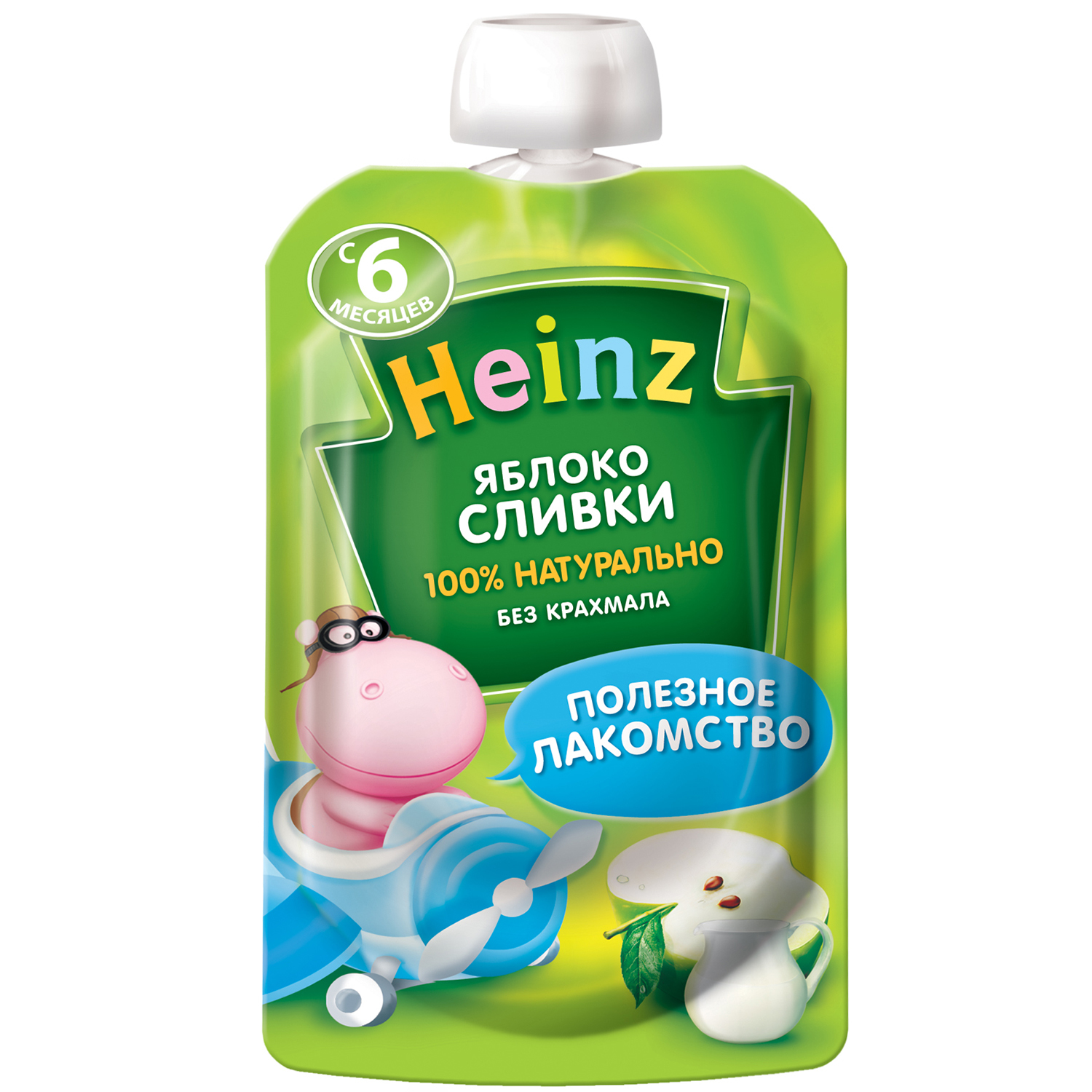 Пюре Heinz яблоко-сливки пауч 90г с 6месяцев - фото 1