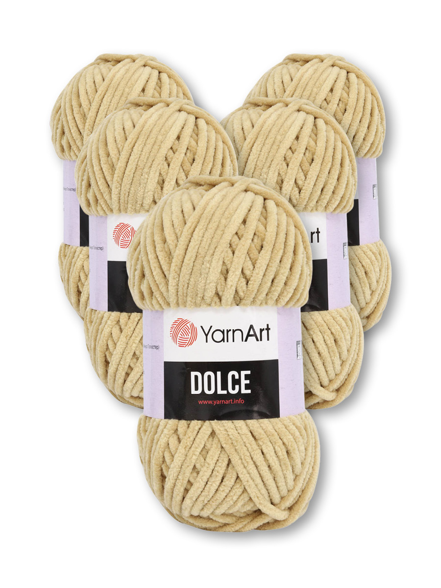 Пряжа для вязания YarnArt Dolce 100 гр 120 м микрополиэстер пушистая плюшевая 5 мотков 747 бежевый - фото 3