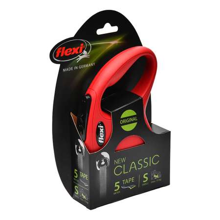 Рулетка Flexi New Classic S лента 5м до 15кг Красная