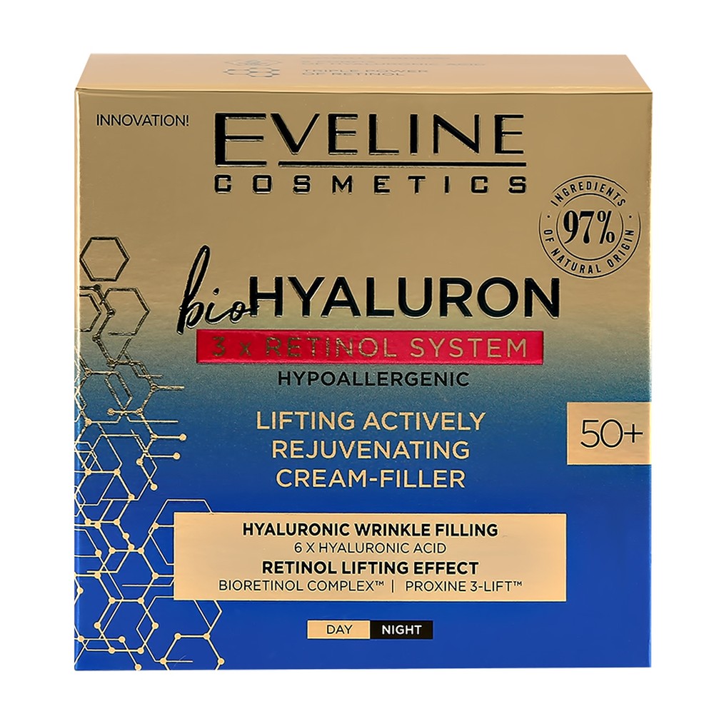 Крем для лица EVELINE 3xretinol system 50+ с гиалуроновой кислотой и ретинолом 50 мл - фото 6