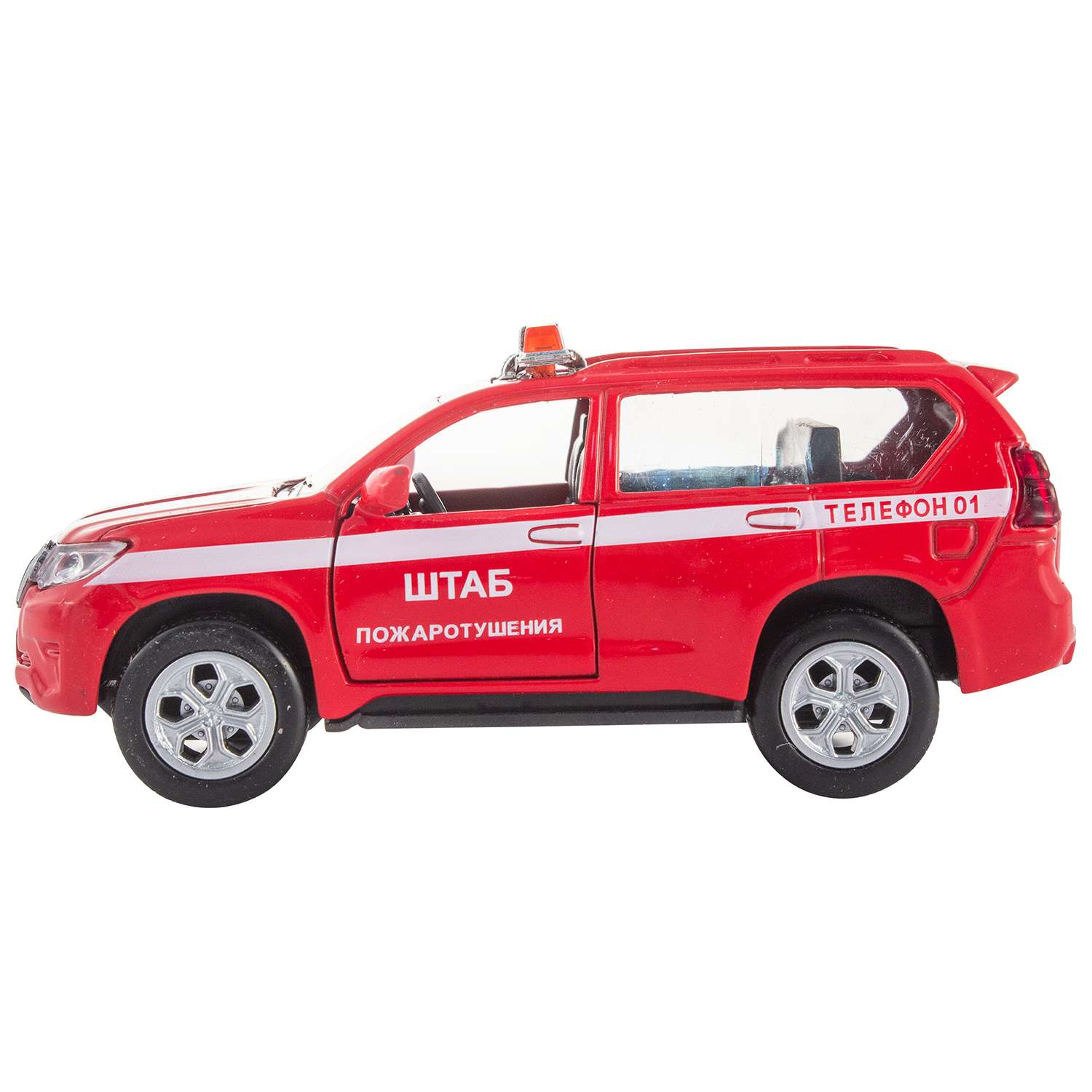Машинка KiddieDrive Toyota Prado пожарный красный инерционный механизм свет/звук 1901018_3 - фото 2