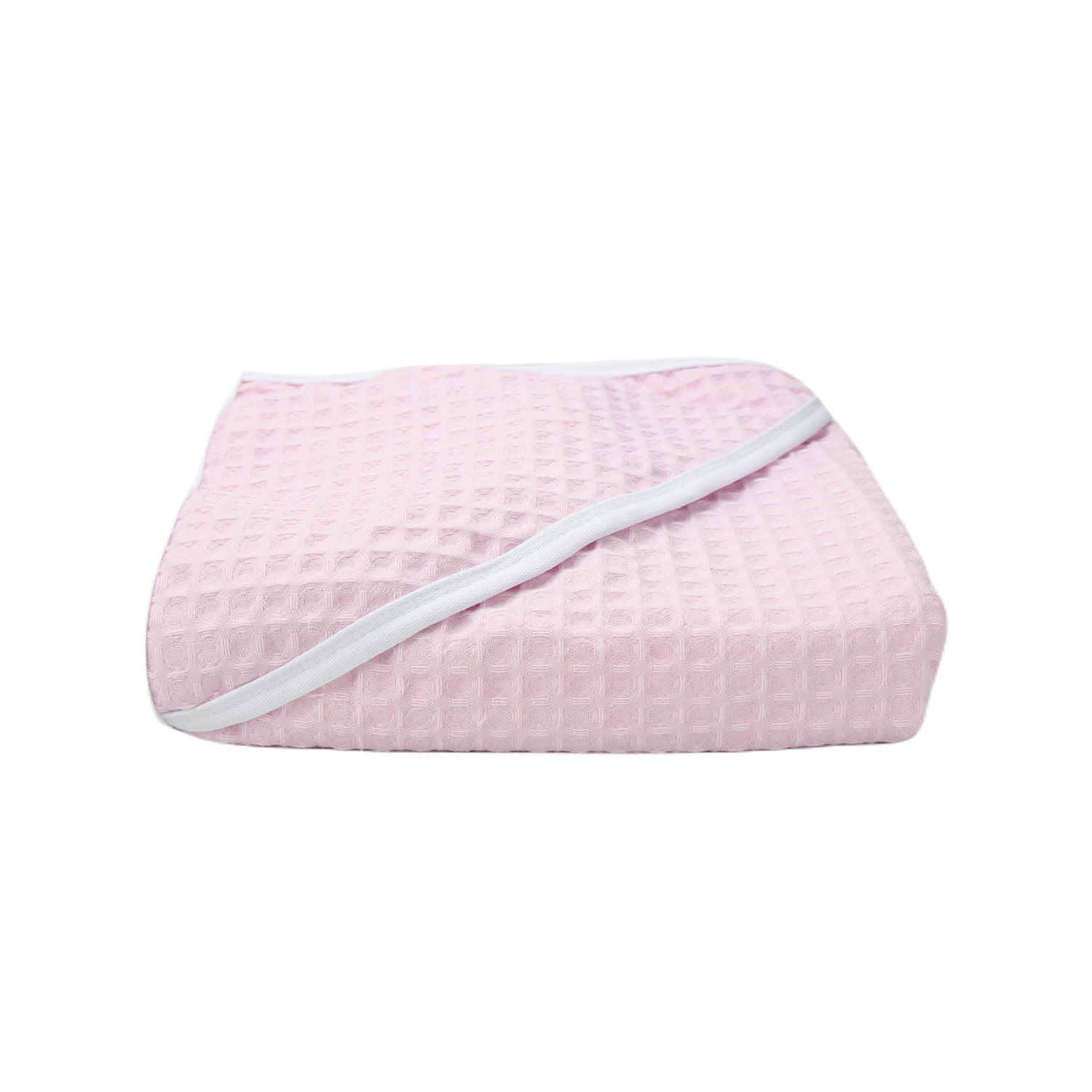 Полотенце с капюшоном YUMMYKI вафельное с уголком 110х110см розовое - фото 1