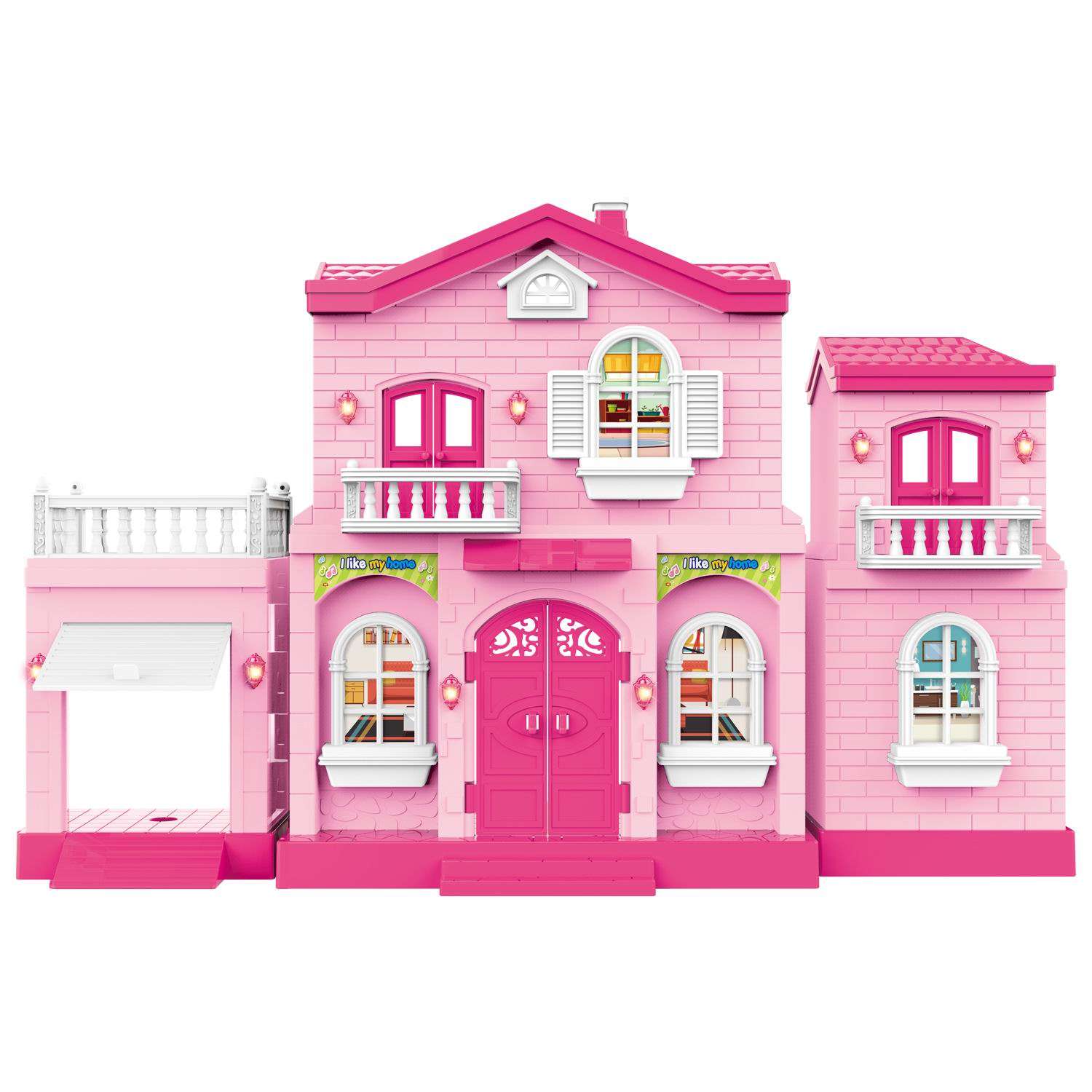 Кукольный дом Junfa Мой новый дом с мебелью Средний Сборный Розовый WK-15509 - фото 1