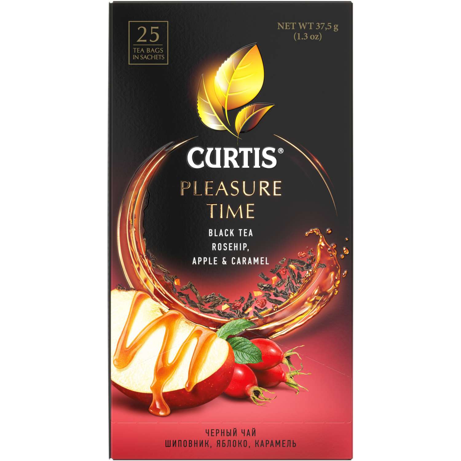 Чай черный Curtis Pleasure Time c шиповником яблоком и ароматом карамели 25 пакетиков - фото 1