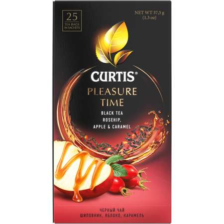 Чай черный Curtis Pleasure Time c шиповником яблоком и ароматом карамели 25 пакетиков