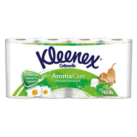 Туалетная бумага Kleenex Нежная ромашк 3 слоя 8 рулонов