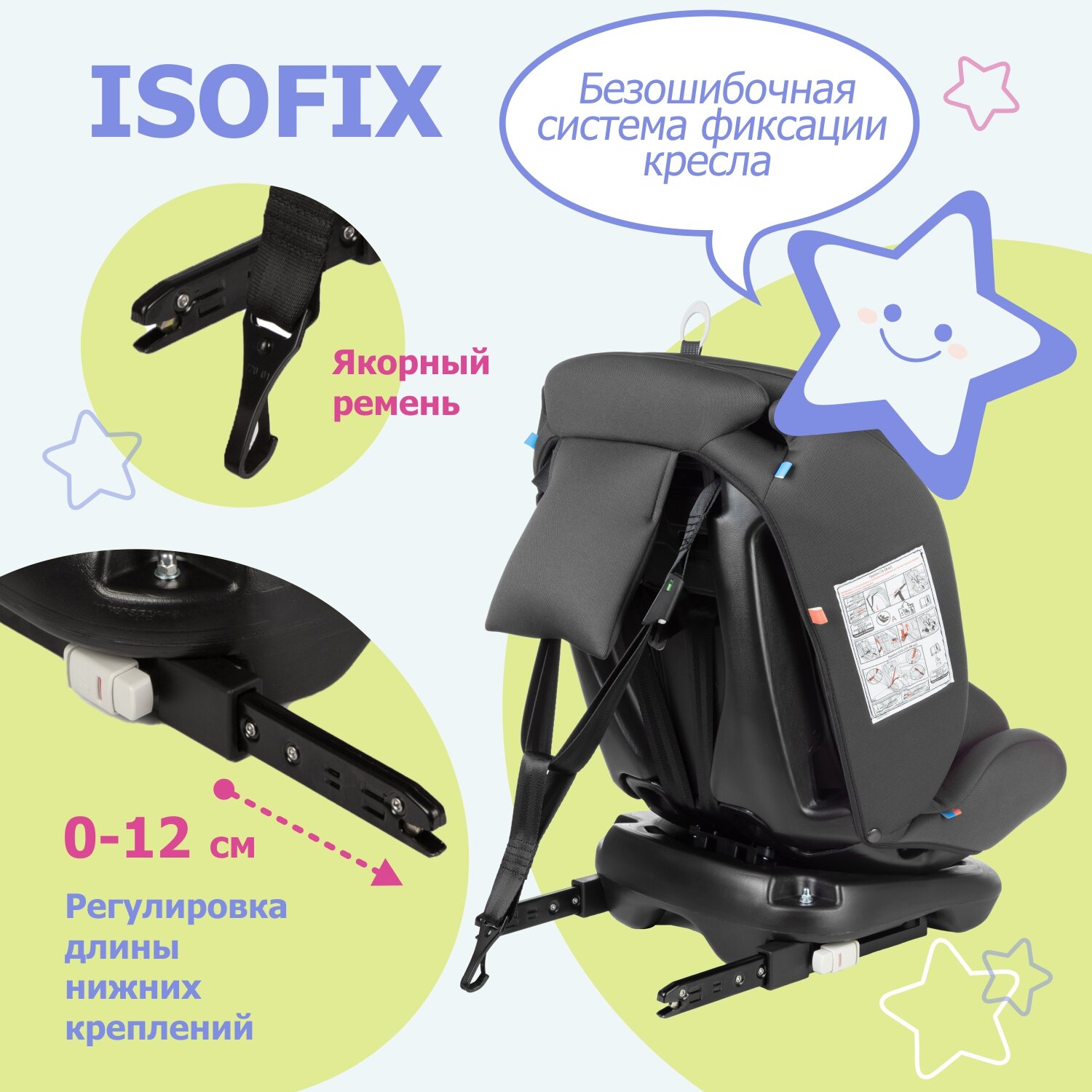 Автокресло детское поворотное BeBest Carrier ISOFIX от 0 до 36 кг grey - фото 3