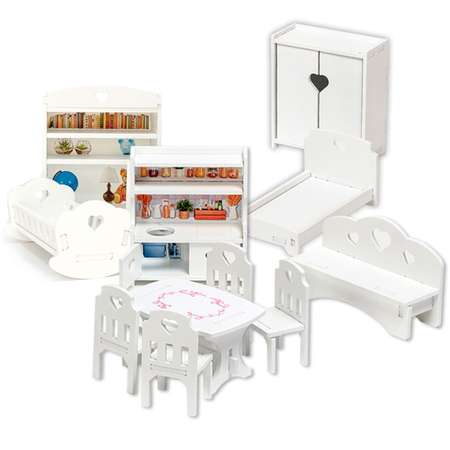 Мебель для кукольного домика Pema kids 11 предметов Материал МДФ
