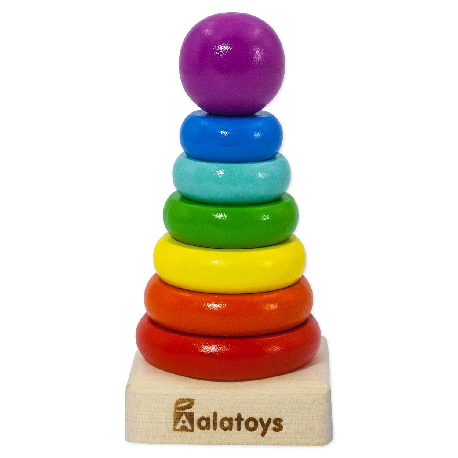 Пирамидка классическая Alatoys 7 цветов сортер маленькая развивающая - фото 11