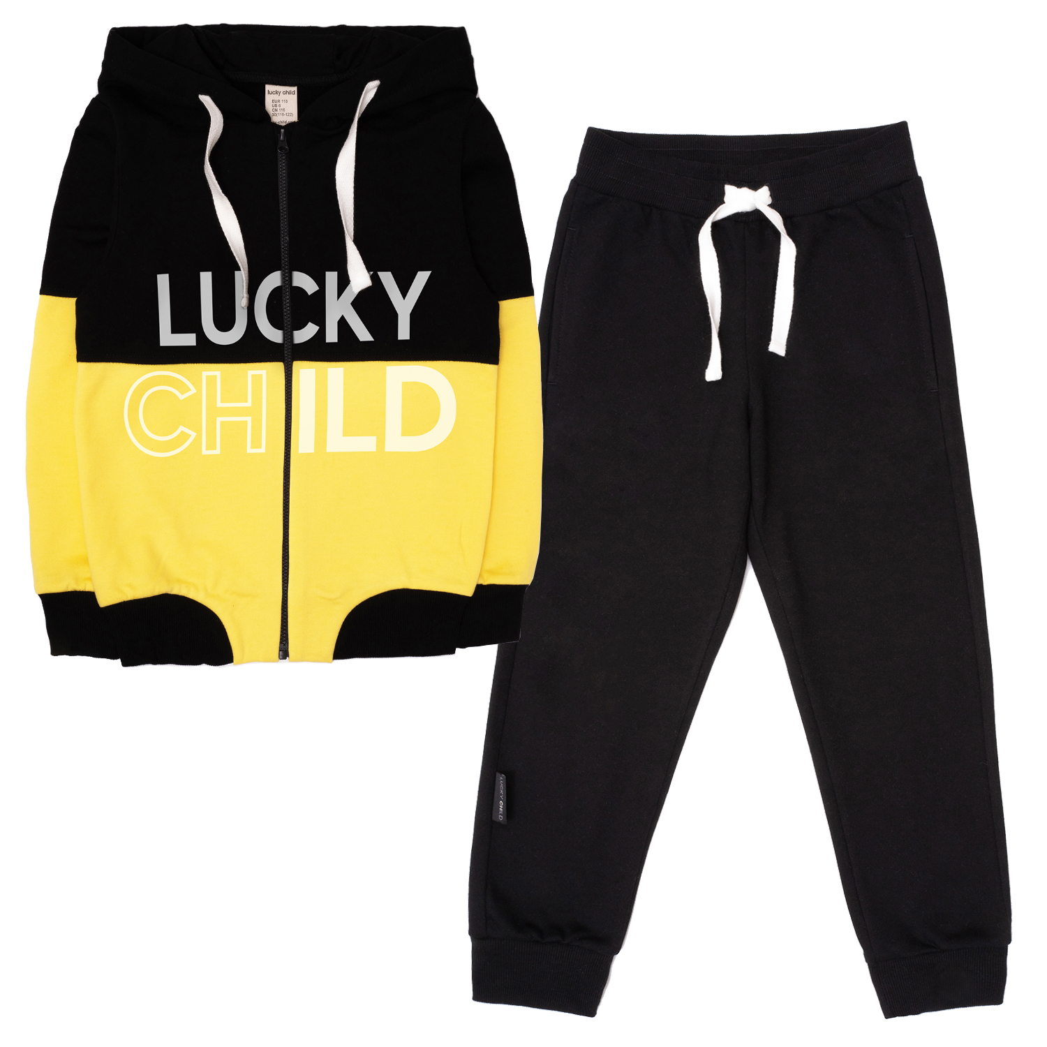 Толстовка и брюки Lucky Child 58-43ф/черный/2-12 - фото 7