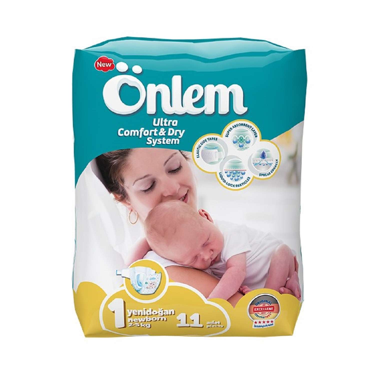 Детские подгузники Onlem Classik 1 (2-5 кг) mini 11 шт в упаковке - фото 1