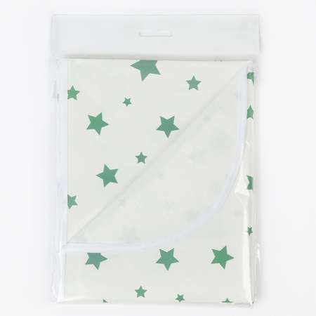 Клеёнка inlovery подкладная с окантовкой в кроватку/коляску 50х70см зеленые звездочки