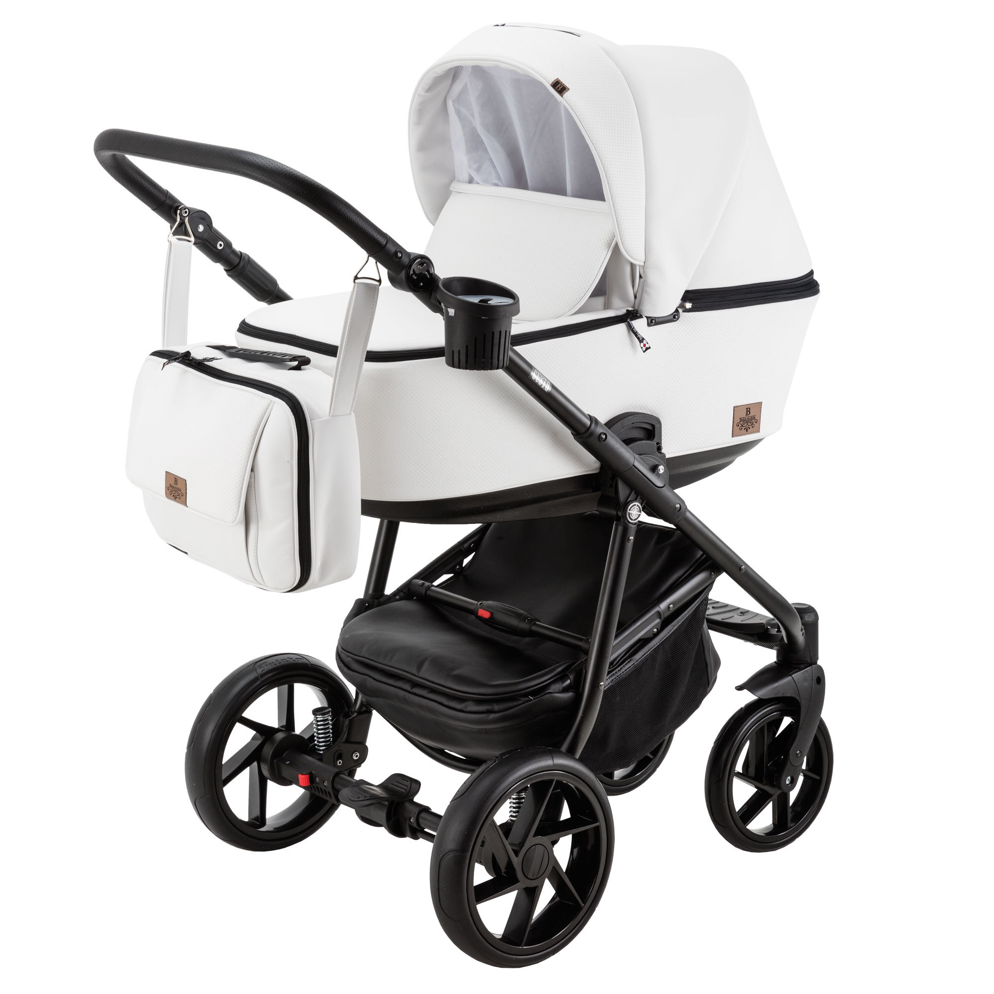 Коляска 3в1 BeBe-mobile Gusto Deluxe GU110 Белая кожа-Белая перфорированная кожа - фото 1