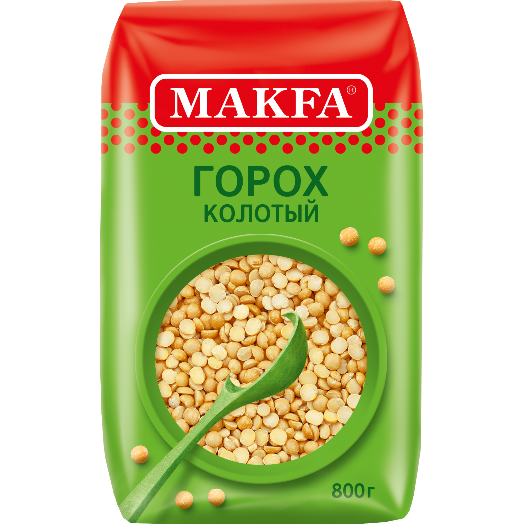 Крупа в полипропилене MAKFA Горох колотый шлифованный 800 гр - фото 1