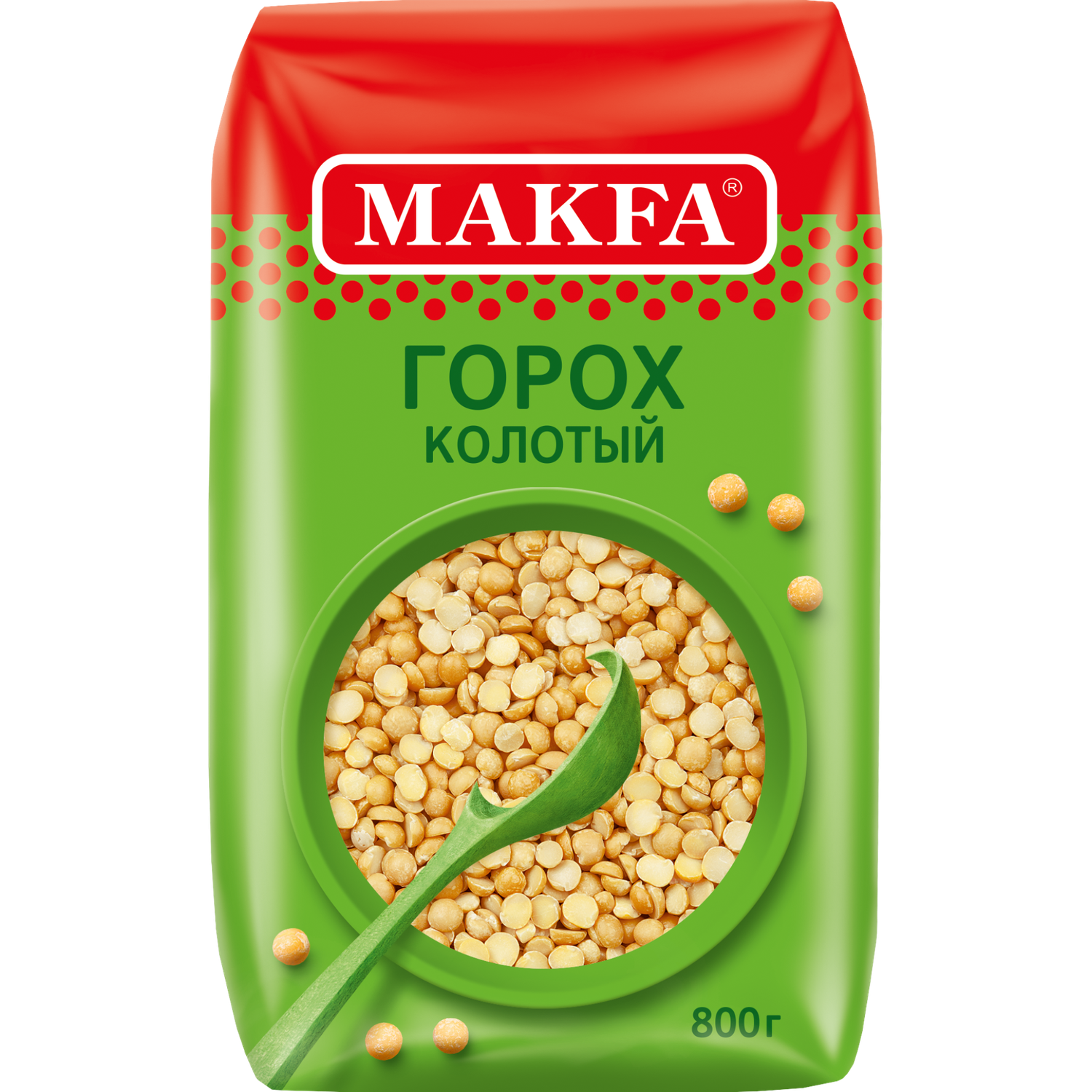 Крупа в полипропилене MAKFA Горох колотый шлифованный 800 гр - фото 1